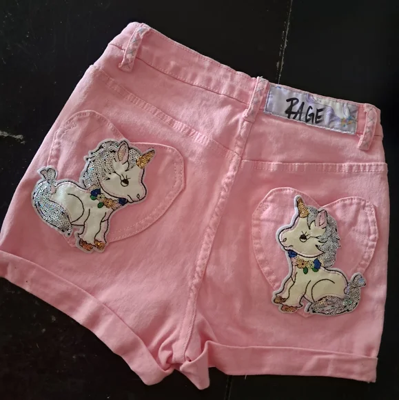 Custom RAGE Pink Unicorn Kawaii Shorts! OOAK! SZ Xs-Sm, 25"-28" waist - Picture 1 of 8